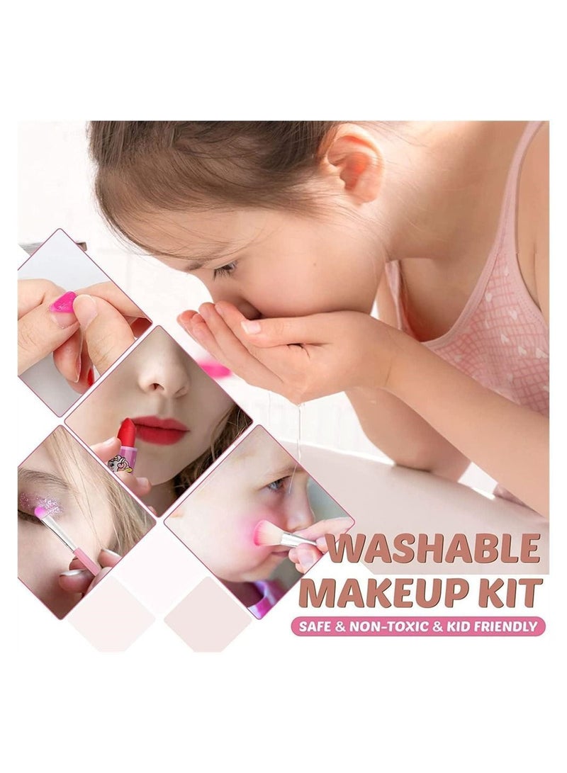 Y&D Kids Makeup Kit, Girls Non Toxic and Washable Pretend Cosmetic Kits, with Bag Girl Toys, Includes Everything Your Princess Needs to Play Dress Up, for 3-12 Years Children - Image 2