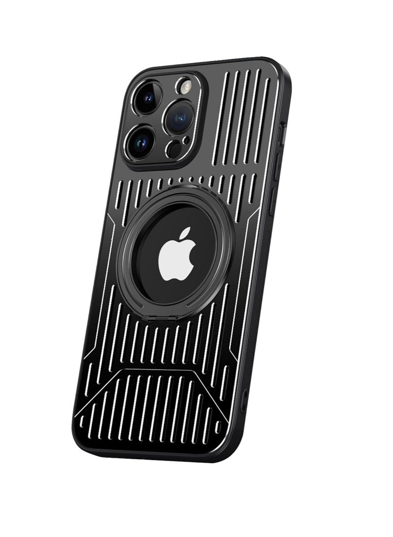 عام غطاء لجهاز iPhone 15 Pro Max/15 Pro/15 Plus/15، 【سبائك الألمنيوم الطائر】 لتبديد الحرارة، 【متوافق مع MagSafe】 مع قاعدة دوارة خفية بزاوية 360 درجة - Image 1