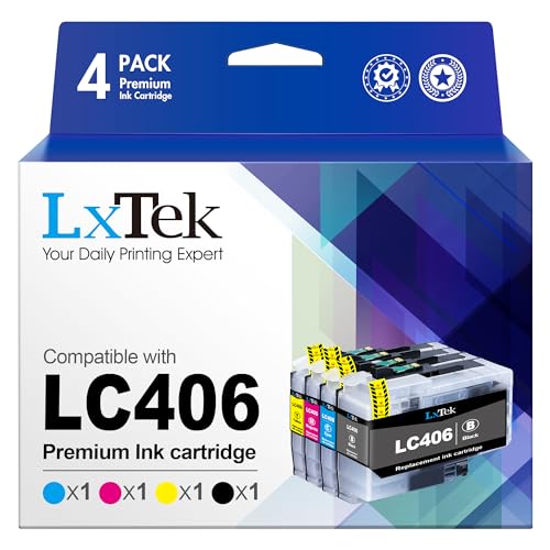 LxTek LC406 Ink Cartridges for Brother Printer Compatible for Brother LC406 Ink Cartridges LC406XL LC 406 406XL for MFC-J4335DW MFC-J5855DW MFC-J4535DW MFC-J6555DW MFC-J6955DW Printer(4 Pack) - Image 1