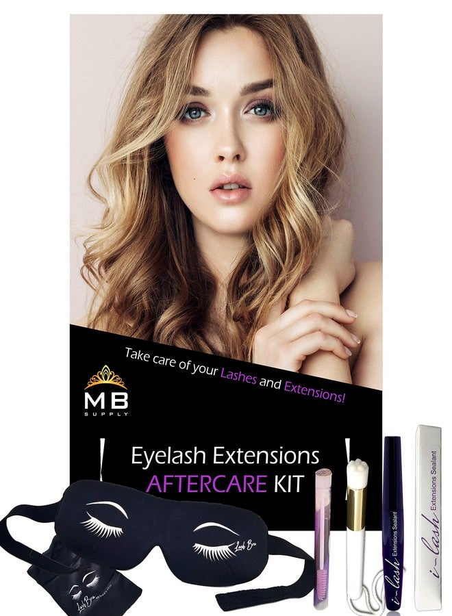 MBsupply Eyelash Extensions Aftercare Kit With Sealant, Brush, Spoolie and 3D Deep Contour Sleep Mask! Protects Volume Lashes While Sleeping - BLACK Lash Bra - Image 1