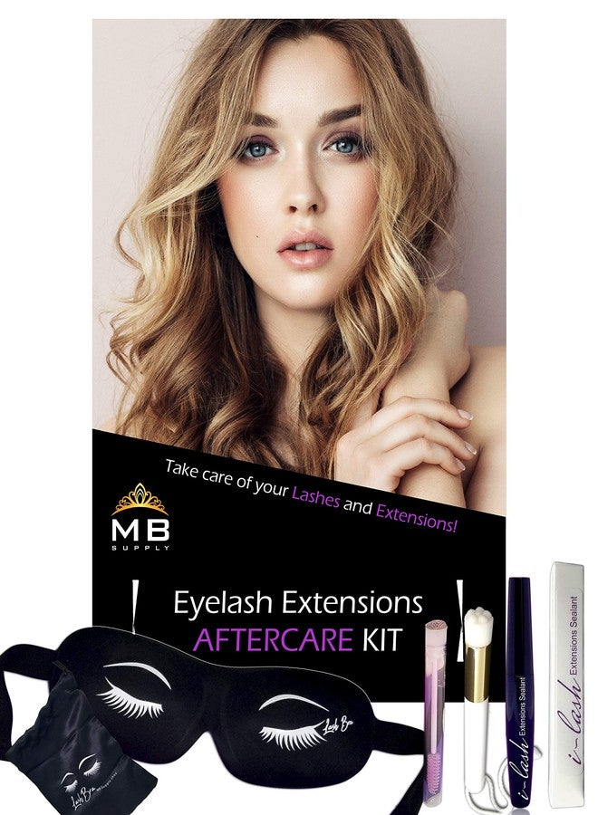 MBsupply Eyelash Extensions Aftercare Kit With Sealant, Brush, Spoolie and 3D Deep Contour Sleep Mask! Protects Volume Lashes While Sleeping - BLACK Lash Bra - Image 2