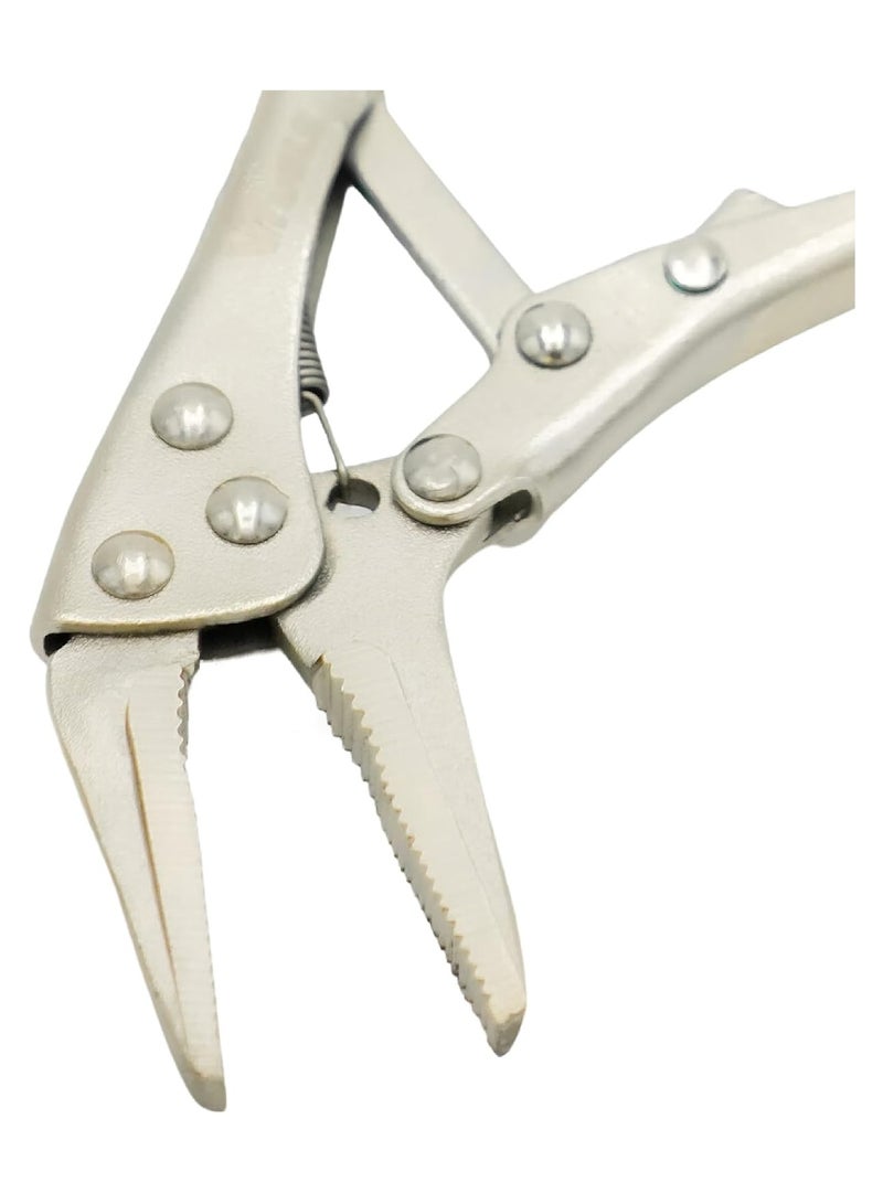 VTOOLS 2 PCS Mini 4 Inch Curved and Long Nose Locking Pliers, Chrome Vanadium Steel, Heavy Duty Locking Pliers with Wire Cutter - Image 4