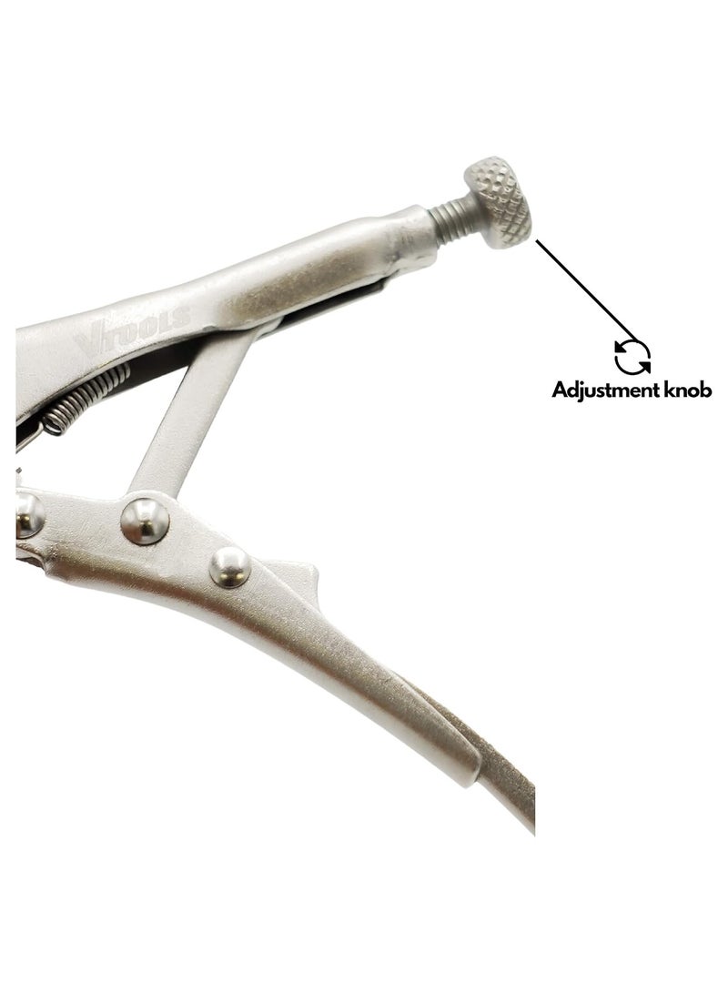 VTOOLS 2 PCS Mini 4 Inch Curved and Long Nose Locking Pliers, Chrome Vanadium Steel, Heavy Duty Locking Pliers with Wire Cutter - Image 5