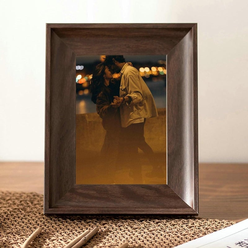 Wedding Picture Frame 3x5 Frame Tabletop Mounting Picture Frames Walnut For Landscape Hallway Wall Decor(Dark Brown,12x12) - Image 1