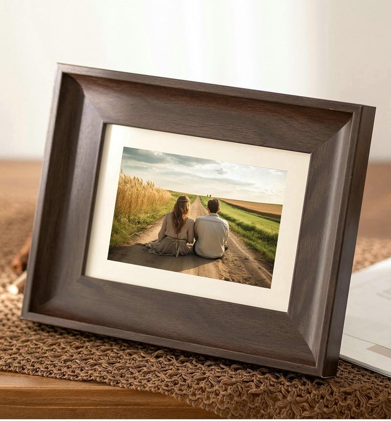 Wedding Picture Frame 3x5 Frame Tabletop Mounting Picture Frames Walnut For Landscape Hallway Wall Decor(Dark Brown,12x12) - Image 2