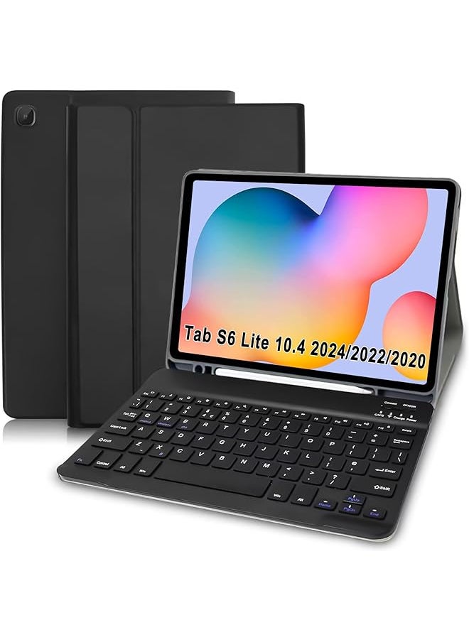 erorex - Samsung Galaxy Tab S6 Lite Case With Keyboard Bluetooth Keyboard Uk Layout And Samsung S6 Lite Tablet Case Keyboard Case For Samsung Tab S6 Lite 10.4” 2024 2022 2020 Black - Image 1