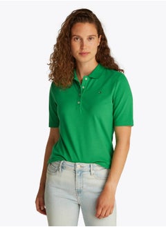 TOMMY HILFIGER Women's 1985 Collection Regular Fit Polo Shirt - Cotton, Green  - Image 1