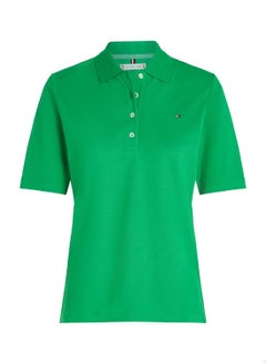 TOMMY HILFIGER Women's 1985 Collection Regular Fit Polo Shirt - Cotton, Green  - Image 2