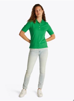 TOMMY HILFIGER Women's 1985 Collection Regular Fit Polo Shirt - Cotton, Green  - Image 3