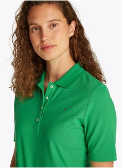 TOMMY HILFIGER Women's 1985 Collection Regular Fit Polo Shirt - Cotton, Green  - Image 5