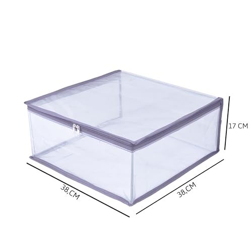 MBW Clothes Organiser for Wardrobe, Saree Covers with zip, Saree Organizer for Wardrobe, Clothes Storage Bag, Saree Bags Storage, Saree Covers for Storage, Transparent (Grey - Pack of 6) - Image 4