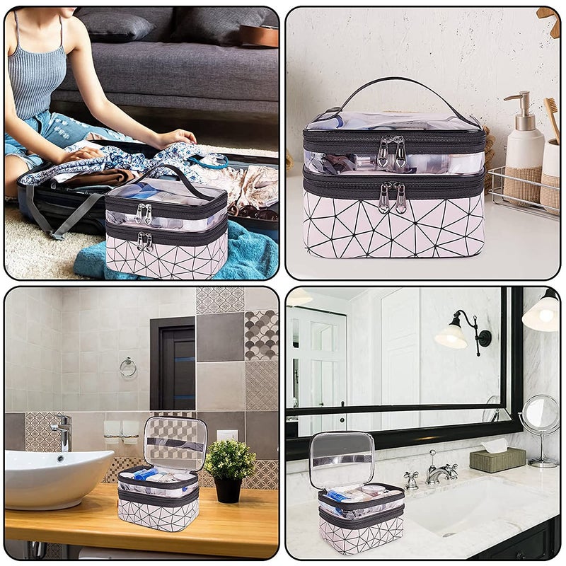 DREHOTRY Dual Layer Makeup Bag Makeup Pouch for Women Cosmetic Bag for Storage of Toiletries and Brushes - Image 5