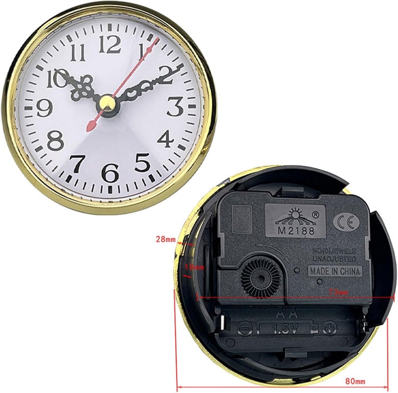 80mm Quartzs Clocks Insert, Craft Clock Movement Round Clock Head Inlaid Bells Cores with Arabic Numerals Clock Insert - Image 4