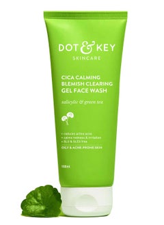 Dot & Key CICA Face Wash for Acne Prone Skin, 2% Salicylic Acid with Green Tea | For Oily & Sensitive Skin | Sulphate Free for Men & Women | Oil Control Face Wash with Zinc | 100ml