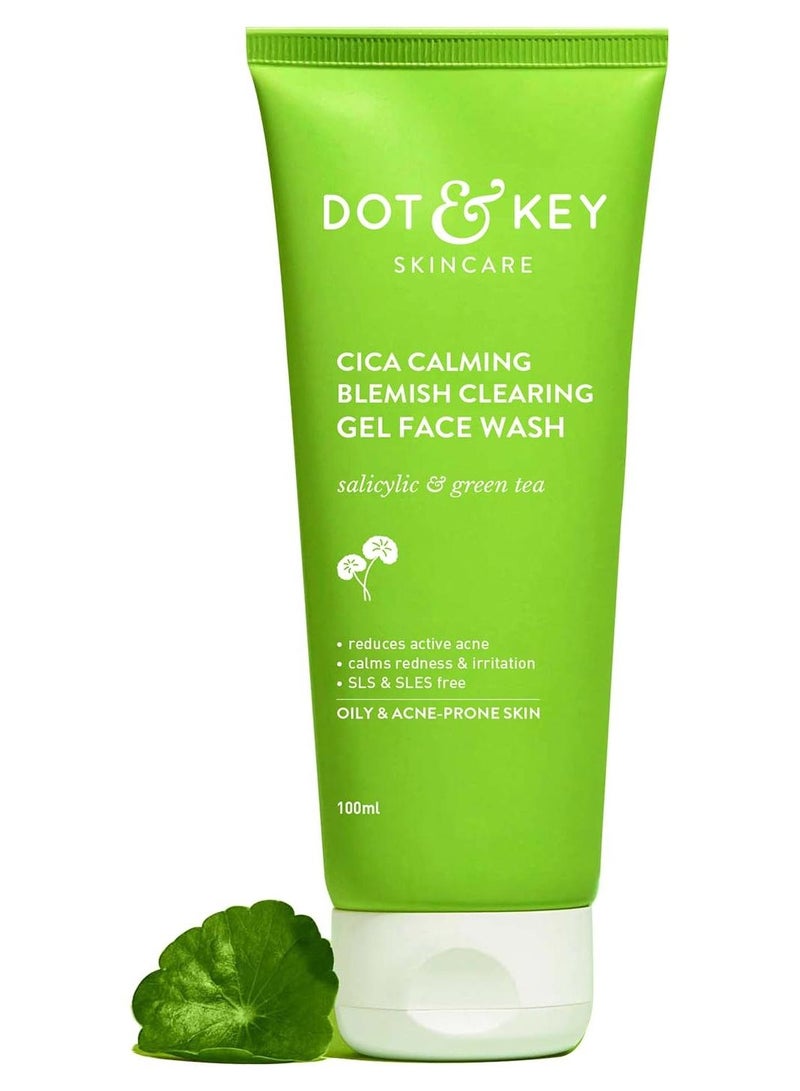 Dot & Key CICA Face Wash for Acne Prone Skin, 2% Salicylic Acid with Green Tea | For Oily & Sensitive Skin | Sulphate Free for Men & Women | Oil Control Face Wash with Zinc | 100ml - Image 1