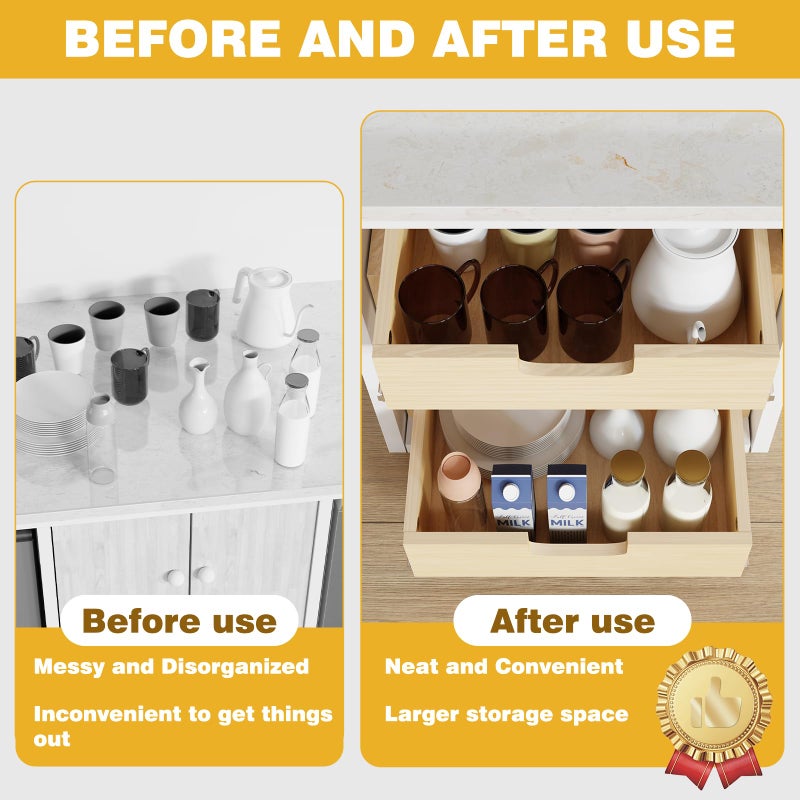 Grehitk Pull Out Cabinet Organizer, 17''WÃ—21''DÃ—16''H Soft Close Slide Out Wooden Pull out Drawers, Double Tier Slide out Wood Cabinet Organizer, for Base Cabinet Organization in Kitchen, Pantry, Bathroom - Image 5