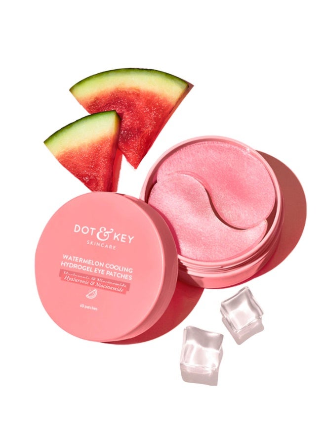 Dot & Key Watermelon Cooling Hydrogel Under Eye Patches for Dark Circles & Puffiness Reduction | With Hyaluronic & Niacinamide | Eye Patches | Instantly Hydrates, Cools & De-Puffs | 60 Patches - Image 1