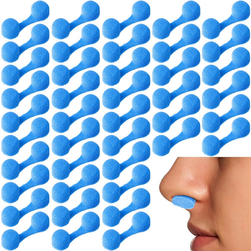 Tondiamo 100 Pieces Nose Plug Filter Disposable Nose Filter Sponge for Women Men Sunless Spray Tanning Outdoor Dust Construction Areas(Blue) - Image 1