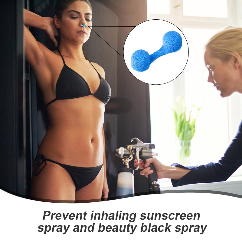 Tondiamo 100 Pieces Nose Plug Filter Disposable Nose Filter Sponge for Women Men Sunless Spray Tanning Outdoor Dust Construction Areas(Blue) - Image 5