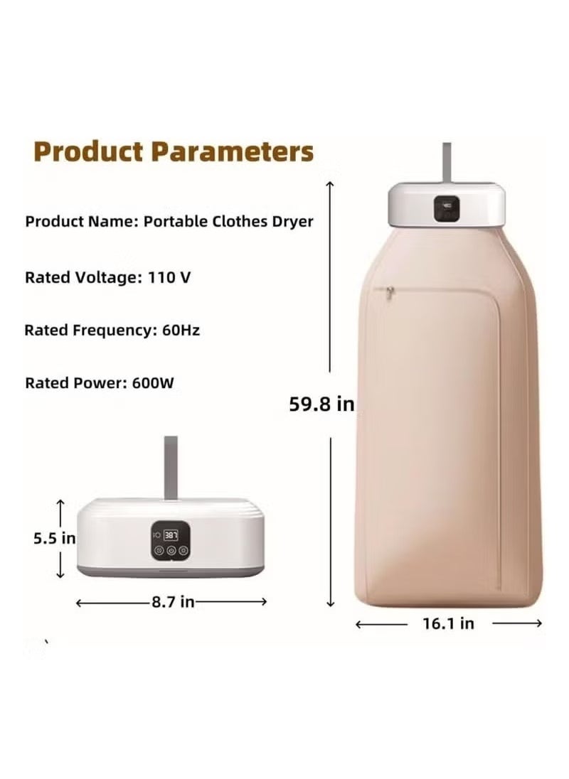JAJEEK Portable Clothes Dryer – Mini Dryer Machine, Upgraded Compact Design, 20min to 2H Quick Drying, Foldable, Energy-Efficient, Ideal for Home, Travel, & Apartments – Lightweight, Easy Storage  - Image 5