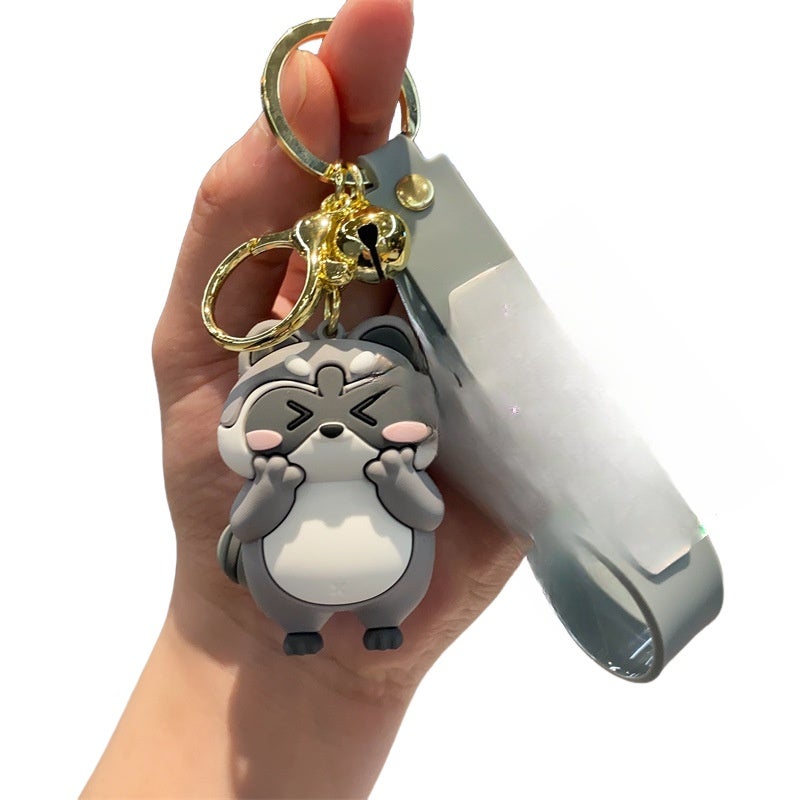 1-piece package, bag pendant, daily series keychain of cute little raccoon. - Image 1