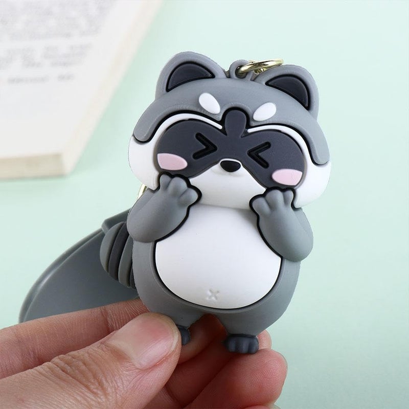1-piece package, bag pendant, daily series keychain of cute little raccoon. - Image 2