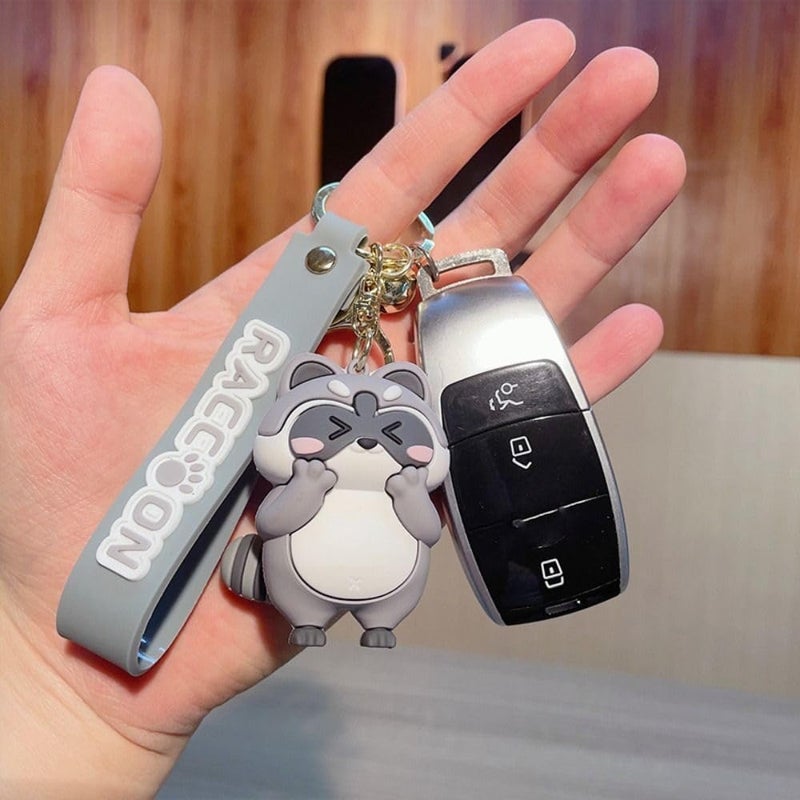 1-piece package, bag pendant, daily series keychain of cute little raccoon. - Image 4