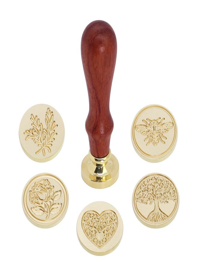 SWANGSA Wax Seal Stamp Set, Vintage 6 Pieces Sealing Wax Stamp Heads and 1 Wooden Handle for Weeding Invitations, Letters, Envelopes, Christmas (Tree of Life Set) - Image 3