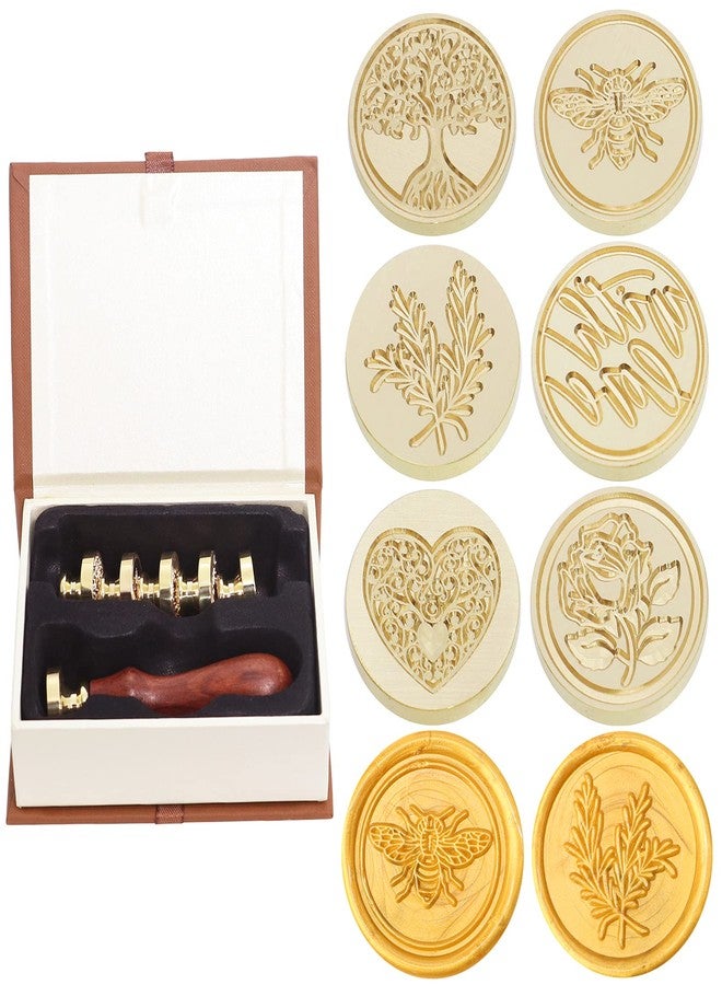SWANGSA Wax Seal Stamp Set, Vintage 6 Pieces Sealing Wax Stamp Heads and 1 Wooden Handle for Weeding Invitations, Letters, Envelopes, Christmas (Tree of Life Set) - Image 1