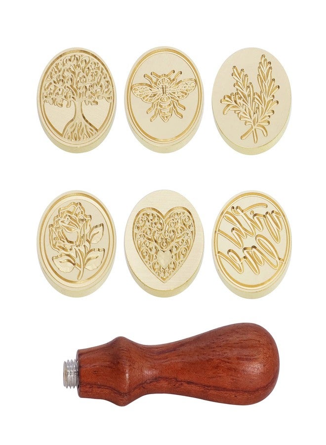 SWANGSA Wax Seal Stamp Set, Vintage 6 Pieces Sealing Wax Stamp Heads and 1 Wooden Handle for Weeding Invitations, Letters, Envelopes, Christmas (Tree of Life Set) - Image 4