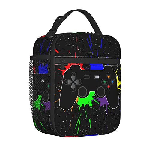Funacola Game Gamer Lunch Bag For Boys Girls Kids Cool Reusable Lunch Box Joystick Splash Insulated Meal Bags Portable Lunch Tote For School Men Work Travel Picnic - Image 2