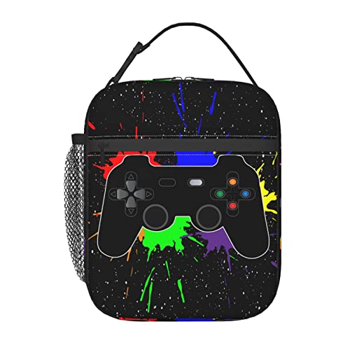 Funacola Game Gamer Lunch Bag For Boys Girls Kids Cool Reusable Lunch Box Joystick Splash Insulated Meal Bags Portable Lunch Tote For School Men Work Travel Picnic - Image 1