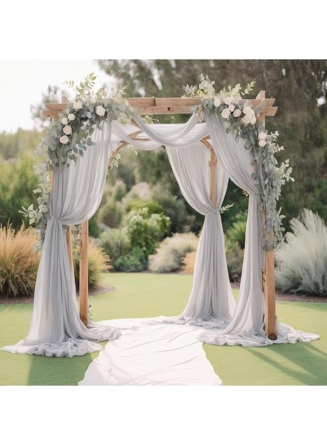 Chiffon Fabric | Decoration, Drapery Fabric | Wedding, Gender Reveal, Baby Shower, Birthday | for Arbor, Arch, Canopy, Table and Chair Decoration (Light Grey,)  - Image 3