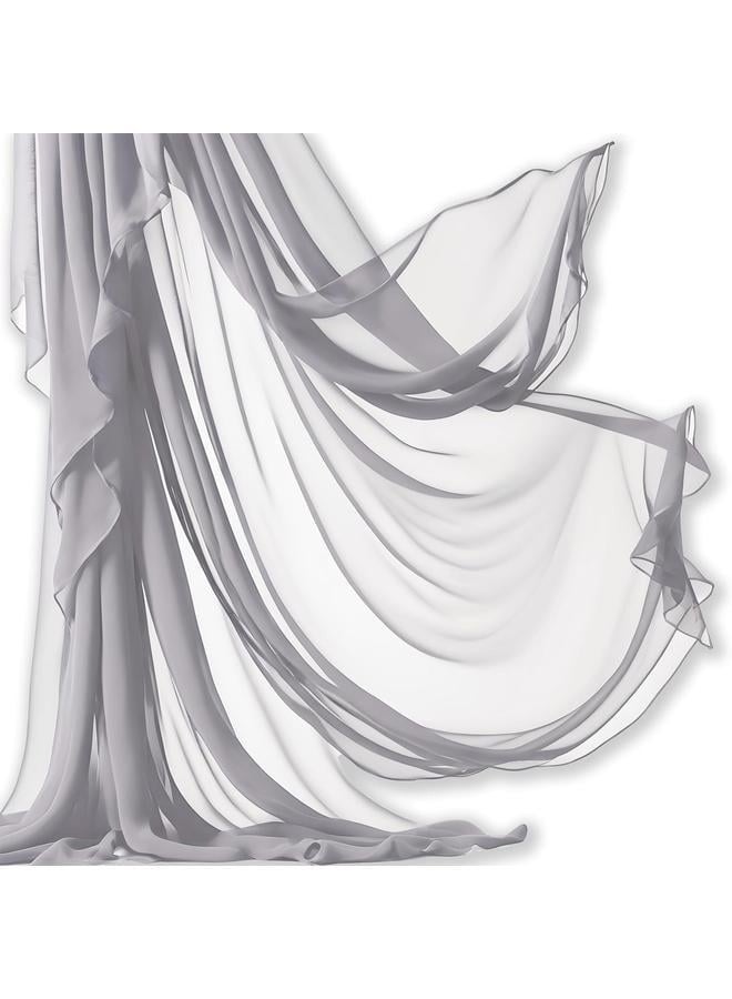 Chiffon Fabric | Decoration, Drapery Fabric | Wedding, Gender Reveal, Baby Shower, Birthday | for Arbor, Arch, Canopy, Table and Chair Decoration (Light Grey,)  - Image 1
