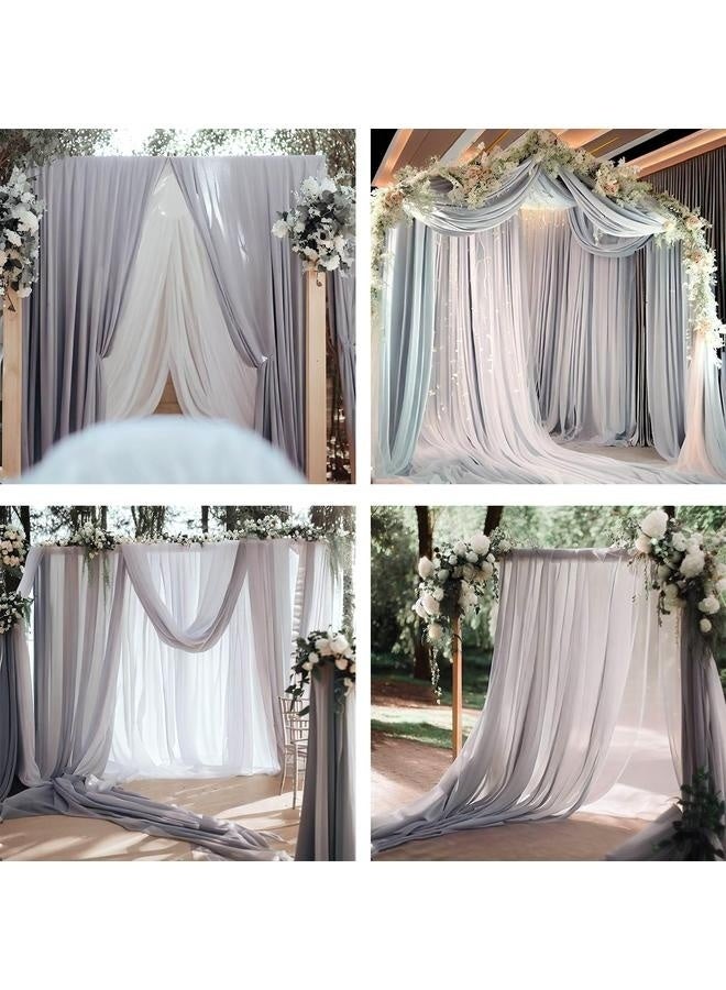 Chiffon Fabric | Decoration, Drapery Fabric | Wedding, Gender Reveal, Baby Shower, Birthday | for Arbor, Arch, Canopy, Table and Chair Decoration (Light Grey,)  - Image 2