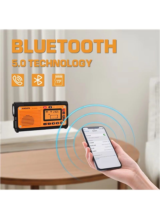 D-608WB Emergency Crank Weather Radio FM/AM/SW/NOAA Alert Portable Radio with Phone Charger, Bluetooth, Battery Operated - Image 4