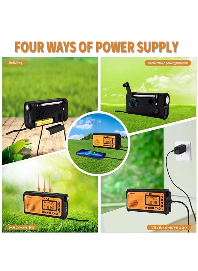 D-608WB Emergency Crank Weather Radio FM/AM/SW/NOAA Alert Portable Radio with Phone Charger, Bluetooth, Battery Operated - Image 5