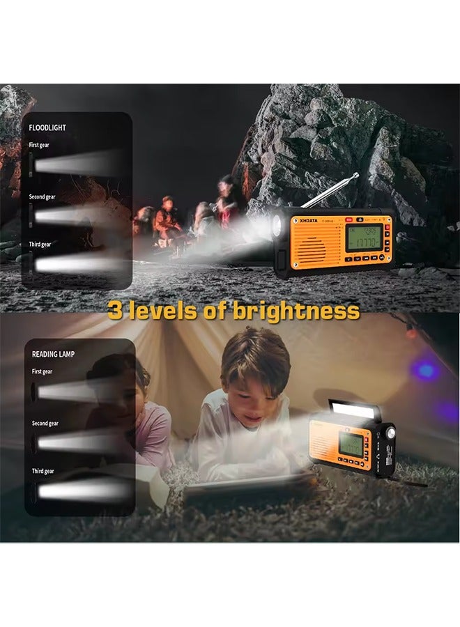 D-608WB Emergency Crank Weather Radio FM/AM/SW/NOAA Alert Portable Radio with Phone Charger, Bluetooth, Battery Operated - Image 2