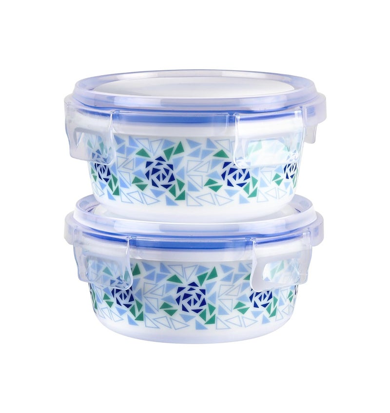 Cello CELLO Opalware Mosaic Rose Lunch Box with Jacket | Leak-Proof & Thermal Resistant | Microwave Safe & Dishwasher Safe | 2 Container with Lid 300ml Each | Set of 2  - Image 2