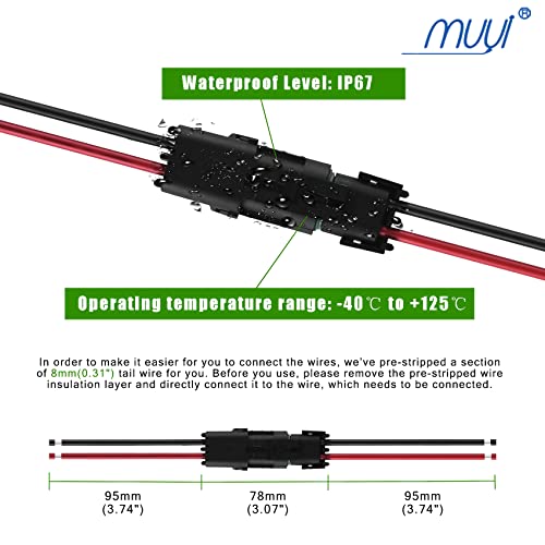 MUYI 14AWG Electrical Connectors Kits, 3 Sets 2 Pin Way Wire Harness Connectors Weatherpack Pack Connector Kit - Image 3