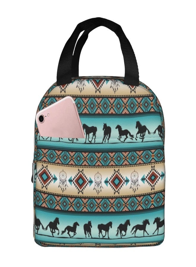 Giwawa Navajo Horse Lunch Box for Girls Boys Western Lunch Bag Women Aztec Lunch Box Back to School Thermal Meal Tote Kit for Picnic Beach Office Work - Image 1