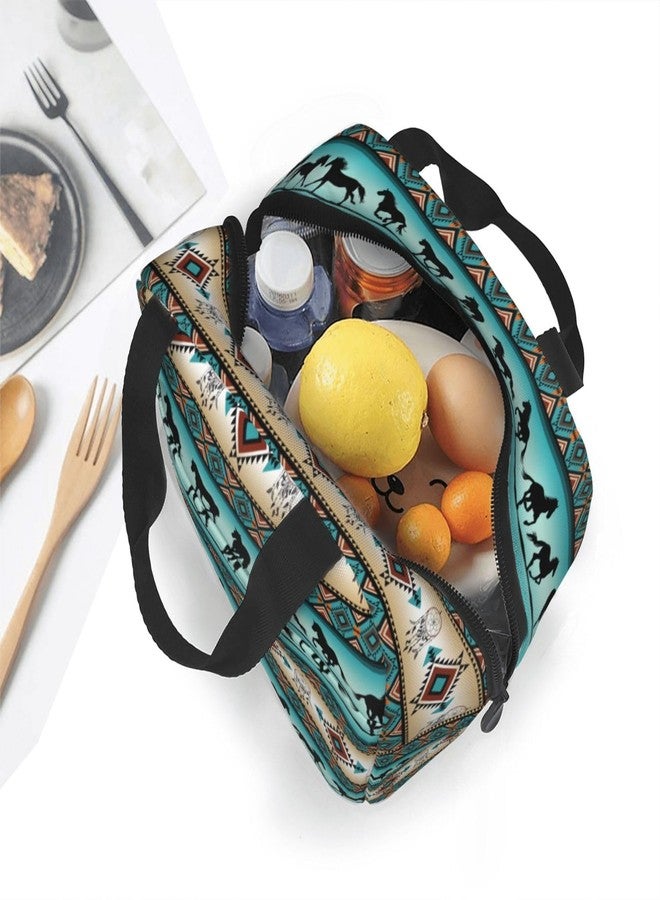 Giwawa Navajo Horse Lunch Box for Girls Boys Western Lunch Bag Women Aztec Lunch Box Back to School Thermal Meal Tote Kit for Picnic Beach Office Work - Image 5