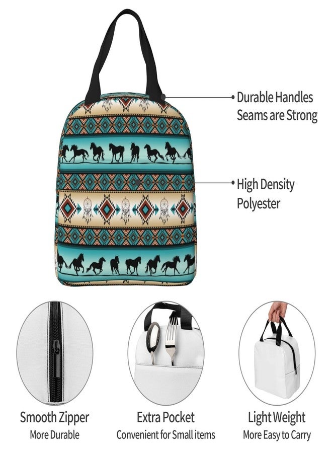 Giwawa Navajo Horse Lunch Box for Girls Boys Western Lunch Bag Women Aztec Lunch Box Back to School Thermal Meal Tote Kit for Picnic Beach Office Work - Image 4