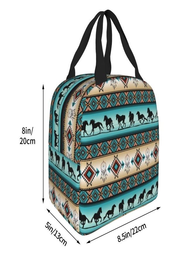 Giwawa Navajo Horse Lunch Box for Girls Boys Western Lunch Bag Women Aztec Lunch Box Back to School Thermal Meal Tote Kit for Picnic Beach Office Work - Image 3
