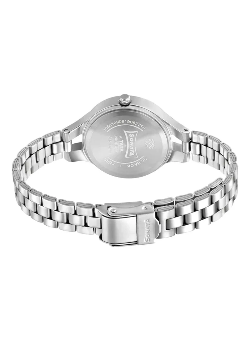 سوناتا Women's Analog Round Shape Stainless Steel Wrist Watch 8151SM06 - 39.7 Mm