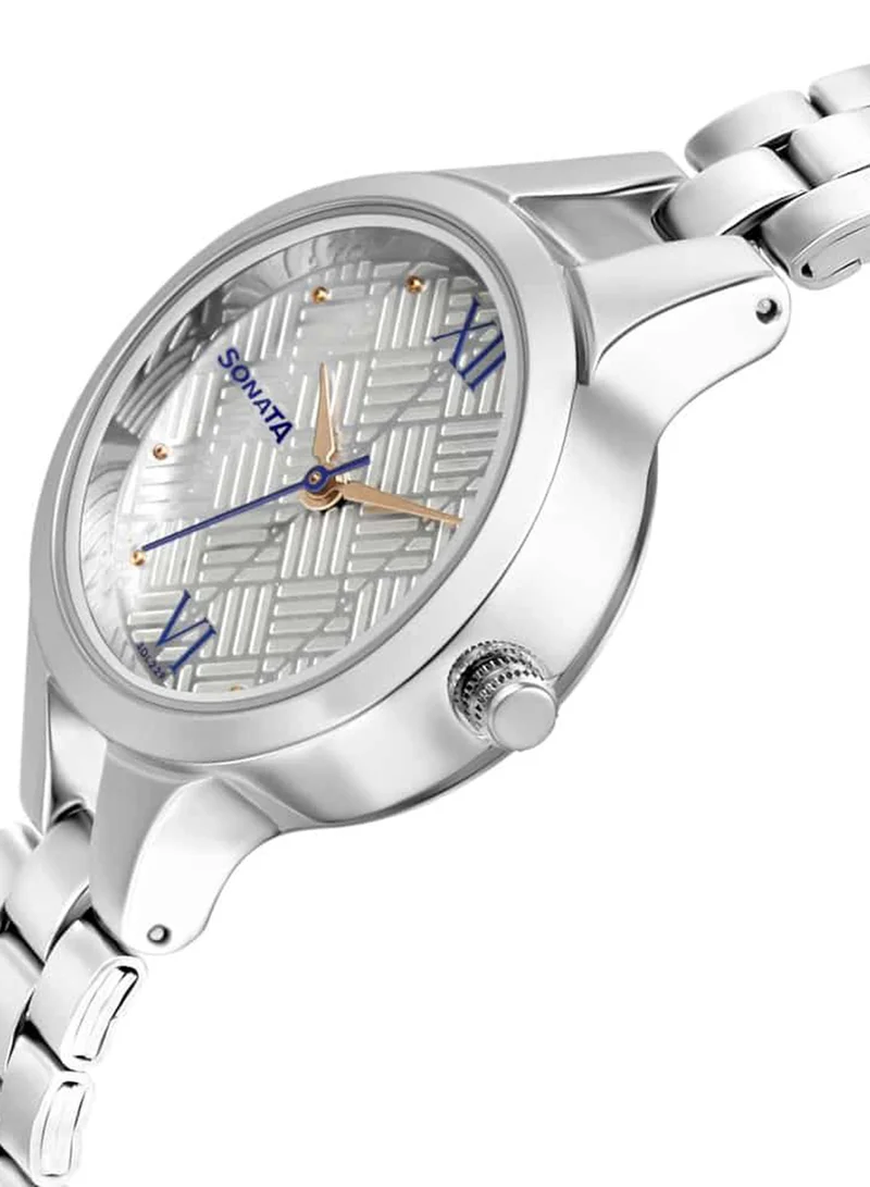 سوناتا Women's Analog Round Shape Stainless Steel Wrist Watch 8151SM06 - 39.7 Mm