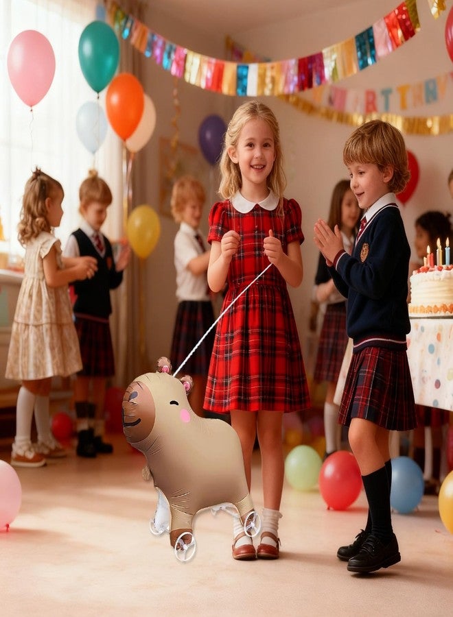 CIYOJA Capybara Pirthday Decorations Walking Balloon with Wheels - Self-Standing Animal Balloon for Kids, Capybaras Party Decorations for Birthday Theme Supplies - Image 4