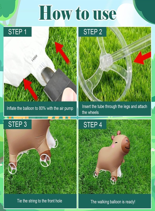 CIYOJA Capybara Pirthday Decorations Walking Balloon with Wheels - Self-Standing Animal Balloon for Kids, Capybaras Party Decorations for Birthday Theme Supplies - Image 3