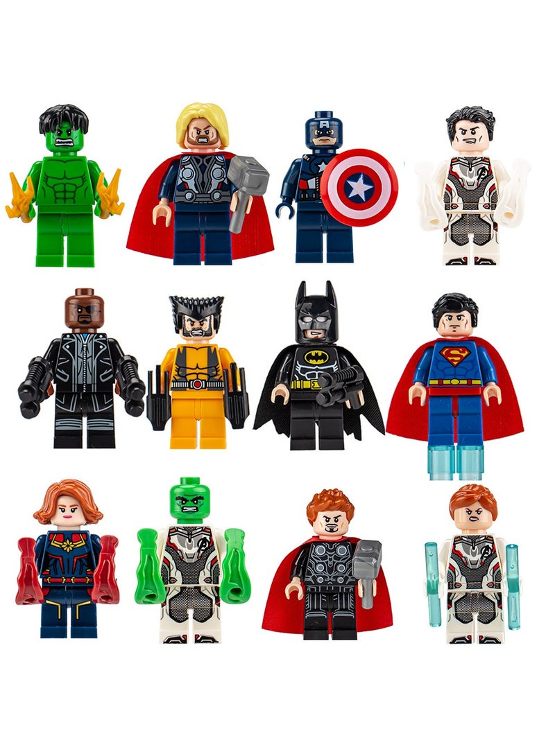 MissTiara 12-Piece Marvel Avengers Series Superhero Mini Action Figures Set, High Quality Mini Figures Series Stitching Toys Playsets for Collectors and Kids (Captain America/Thor/Doctor Strange/Iron Man) - Image 1