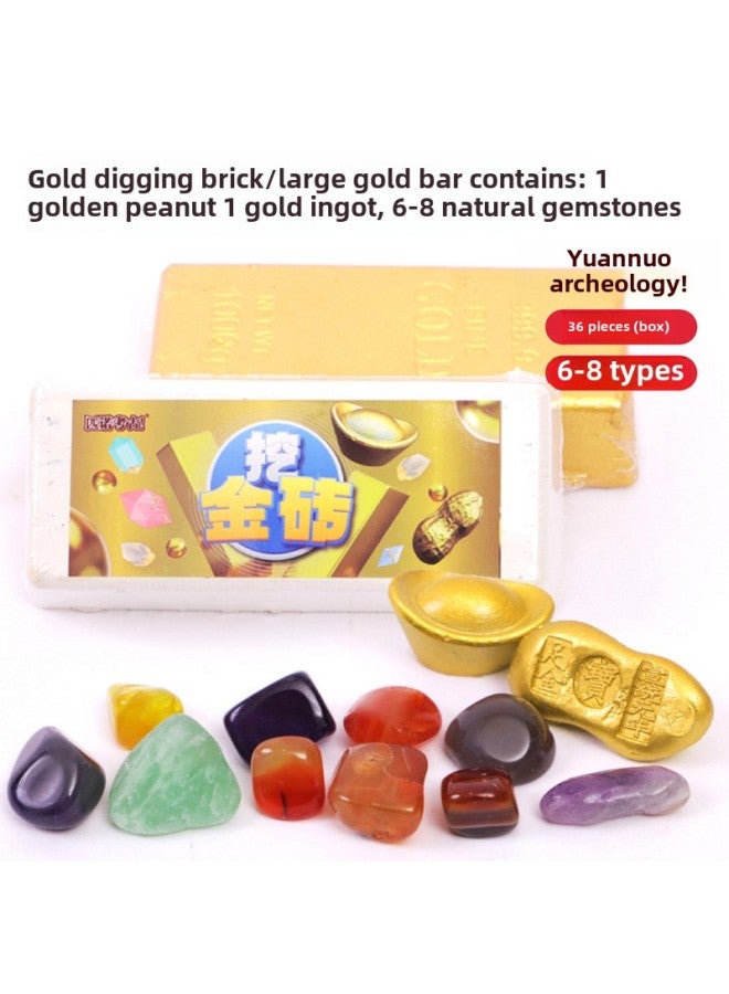 Pinuo Archaeological Children's Handmade Toy Boy Dinosaur Fossil Girl Digging Gem Amusement Mall Stall-Color:Big Gold Bar Gold Brick Series No Tools - Image 1